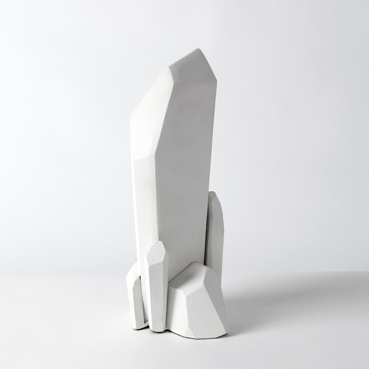 Large Matte White Cast Aluminum Quartz-Like Sculpture