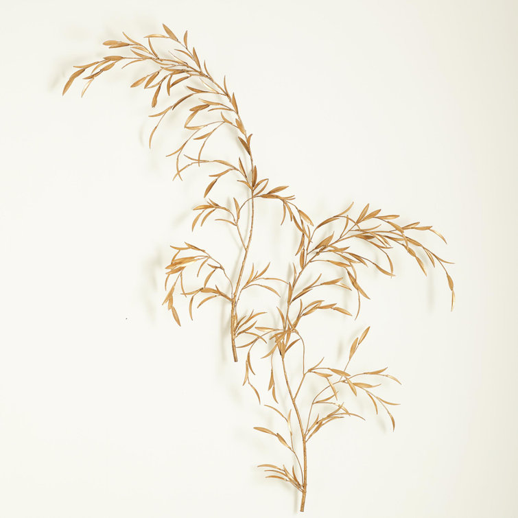 Gold Iron Weeping Willow Leaf Wall Decor