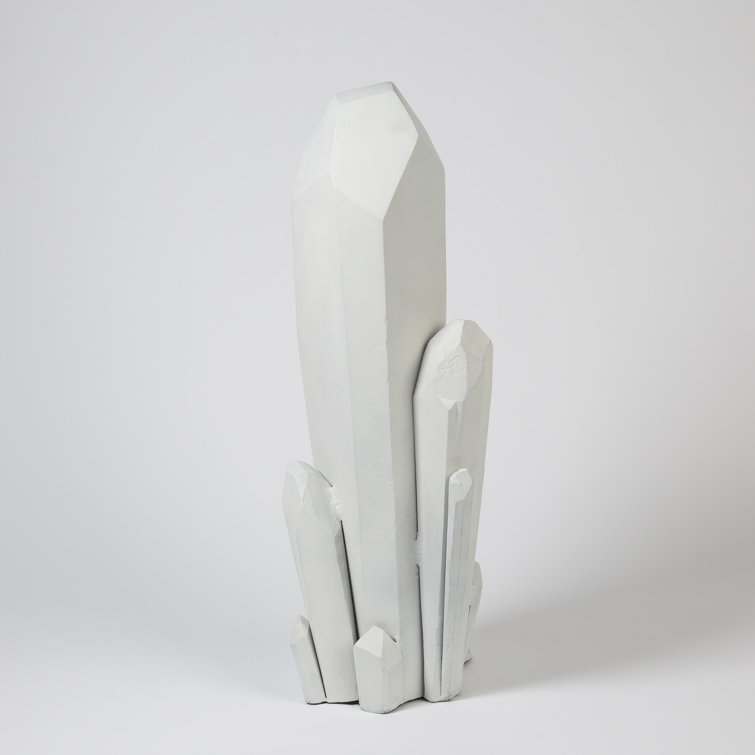 Large Matte White Cast Aluminum Quartz-Like Sculpture