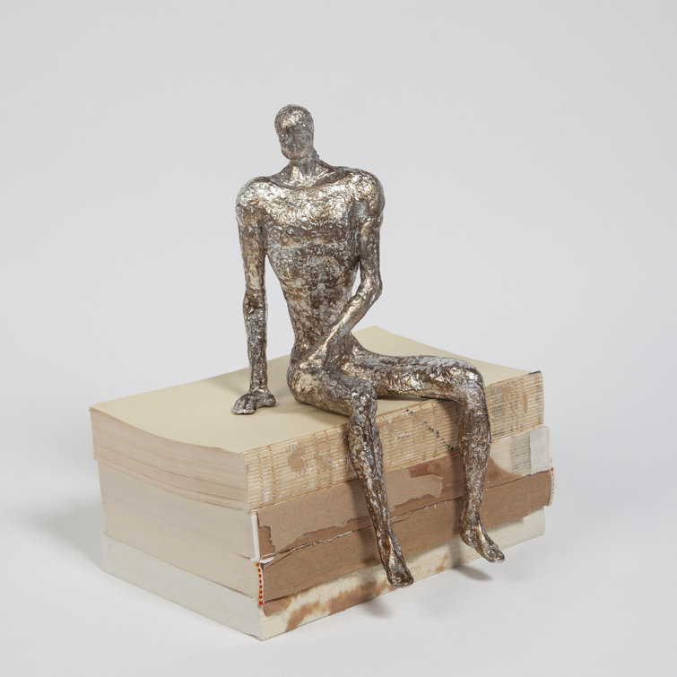 Handmade Silver Cast Iron Sitting Figurine