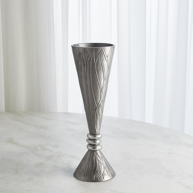 Nickel Trumpet Shape Metal Table Vase