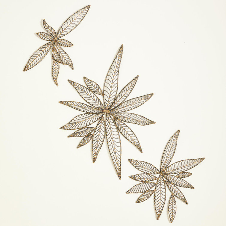 Natural Iron Leaf Wall Decor Set of Three