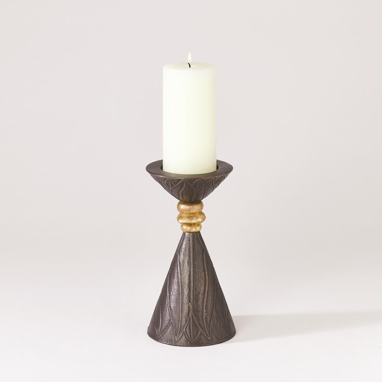 Nickel Leaf Detailing Aluminum Tabletop Candlestick