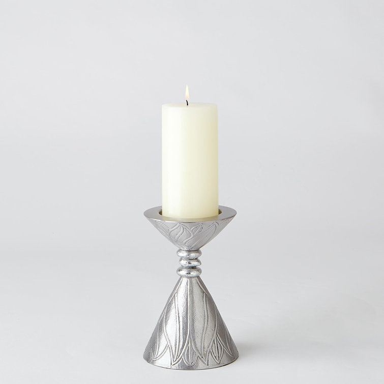 Nickel Leaf Detailing Aluminum Tabletop Candlestick