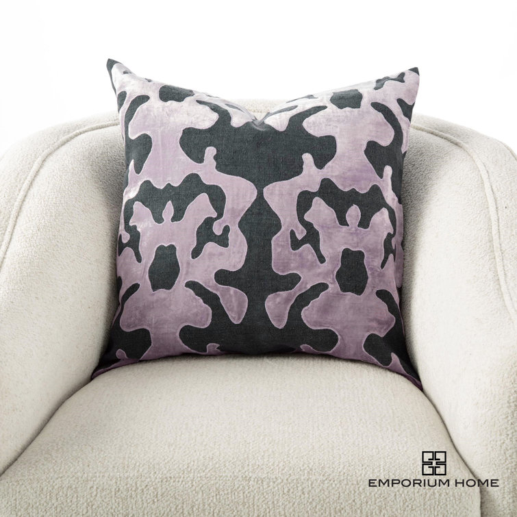Lavender Velvet Square Throw Pillow with Down Insert