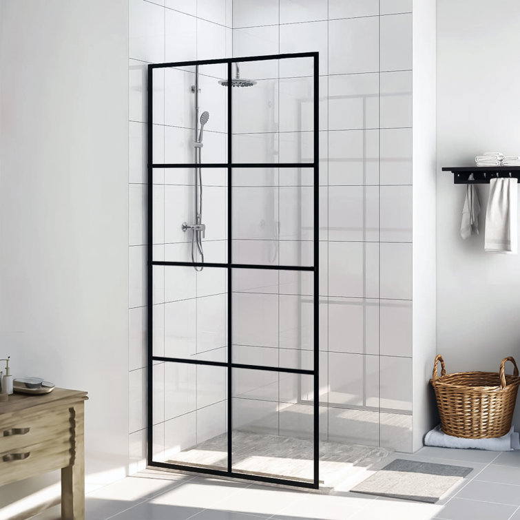 40'' W Black Framed Clear Tempered Glass Pivot Shower Door