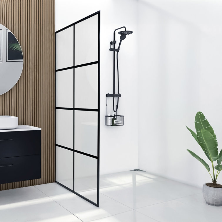 40'' W Black Framed Clear Tempered Glass Pivot Shower Door