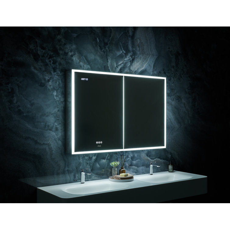 Pagani 48" Black LED Mirror Medicine Cabinet with Defogger and USB Outlet