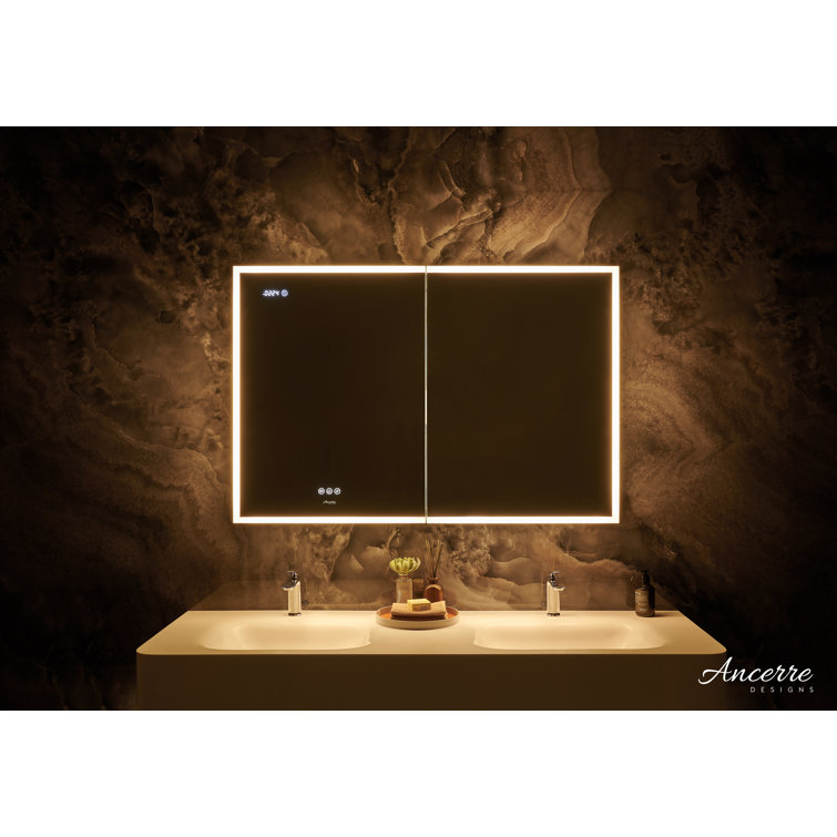 Pagani 48" Black LED Mirror Medicine Cabinet with Defogger and USB Outlet