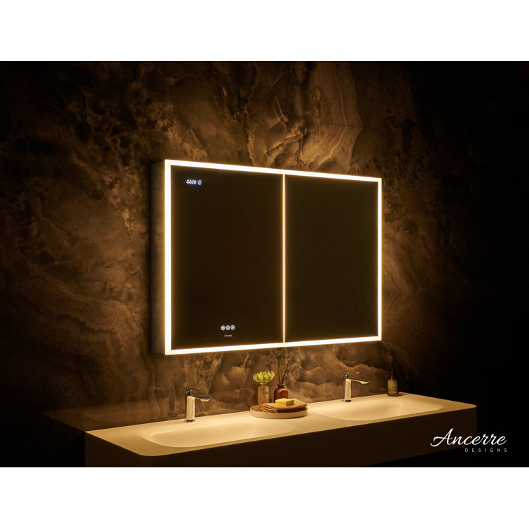 Pagani 48" Black LED Mirror Medicine Cabinet with Defogger and USB Outlet