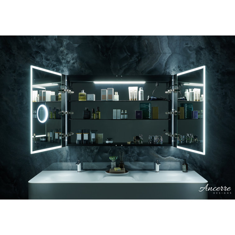 Pagani 48" Black LED Mirror Medicine Cabinet with Defogger and USB Outlet