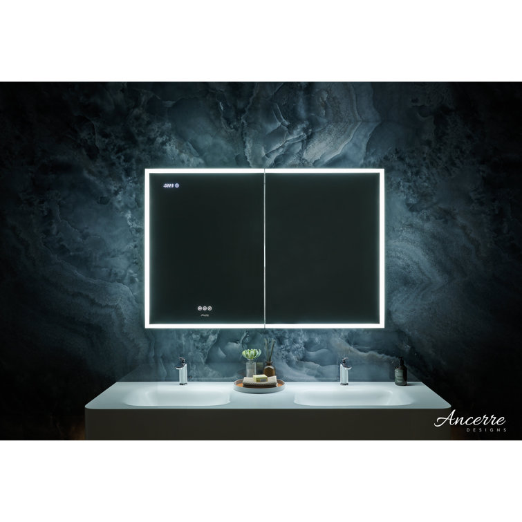 Pagani 48" Black LED Mirror Medicine Cabinet with Defogger and USB Outlet