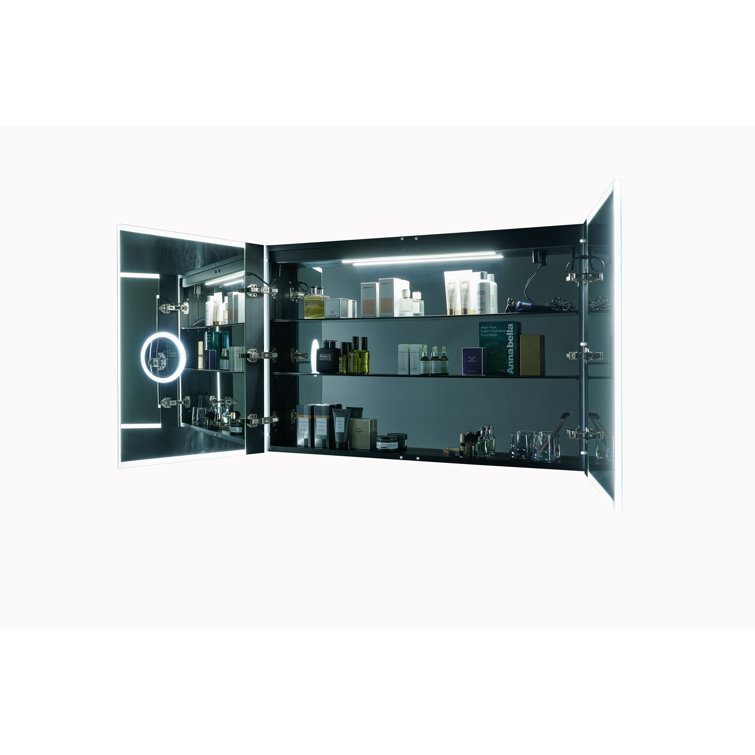 Pagani 48" Black LED Mirror Medicine Cabinet with Defogger and USB Outlet