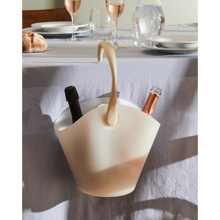 White Insulated Plastic Wine Cooler with Handle
