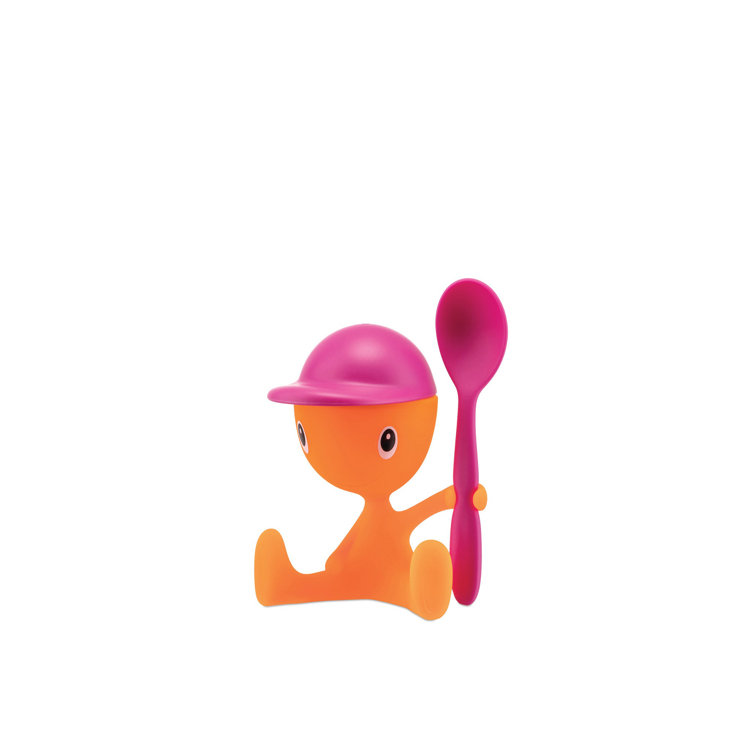Cico Pink and Orange Thermoplastic Resin Egg Cup with Spoon