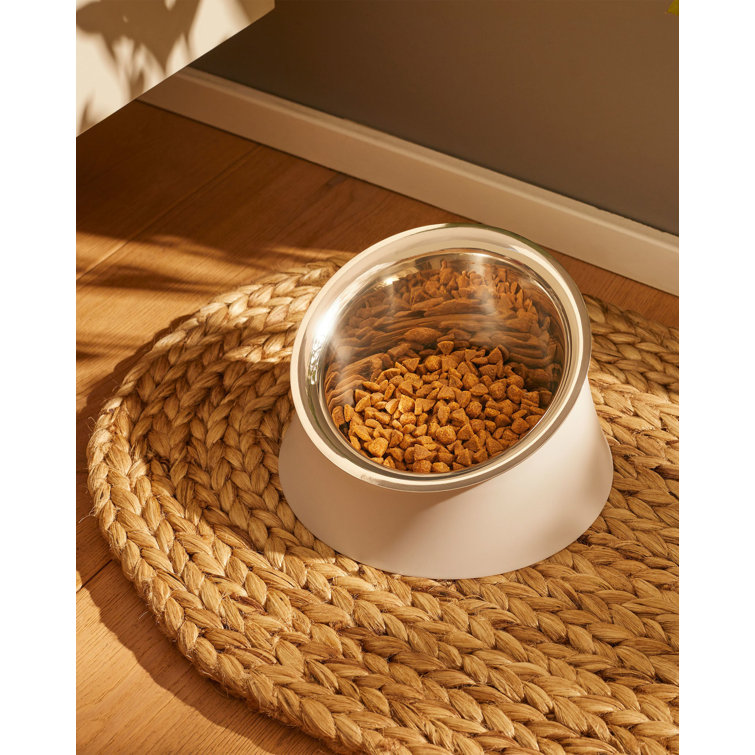 Black Stainless Steel Elevated Dog Bowl, 11"