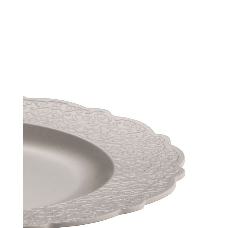 Elegant White Melamine Round Dinner Plates, Set of 4