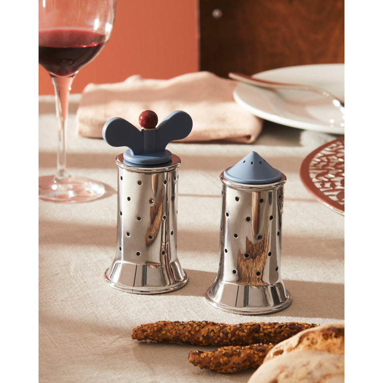 Blue Stainless Steel and Plastic Pepper Mill with Butterfly Handle