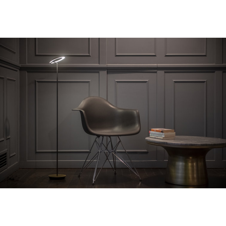 Royyo Adjustable 45.5'' Silver and Oiled Walnut LED Floor Lamp