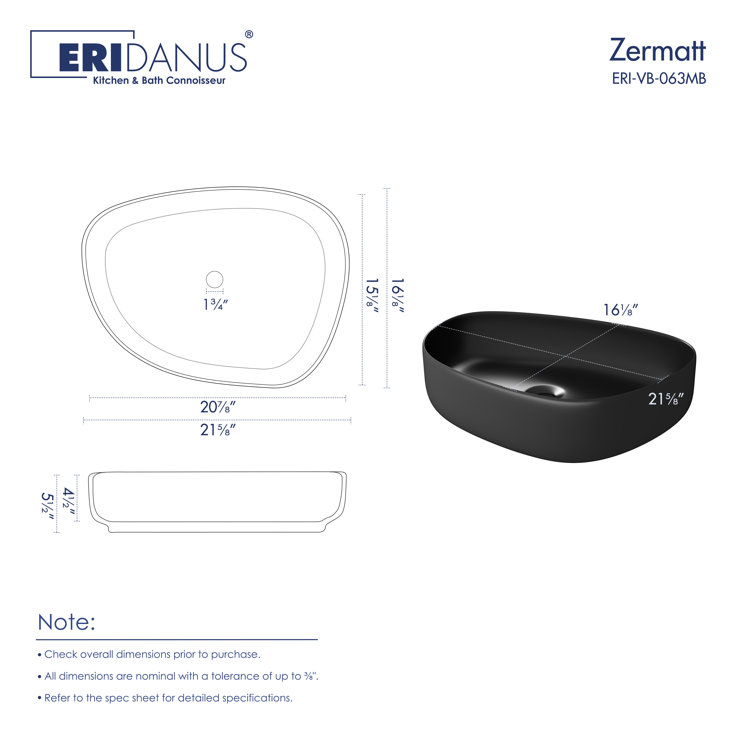 Zermatt 22" Matte Black Ceramic Irregular Vessel Sink