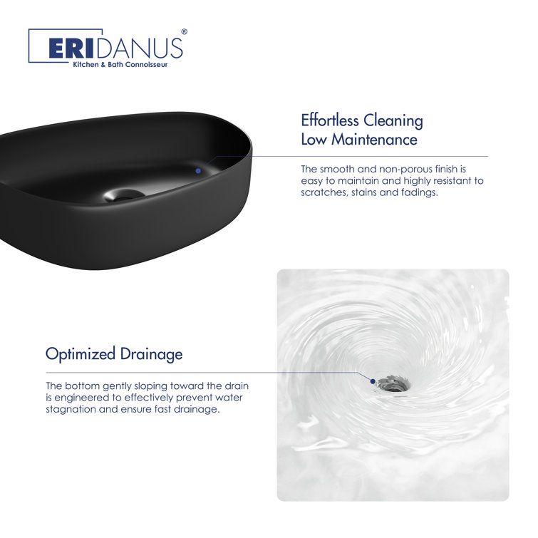 Zermatt 22" Matte Black Ceramic Irregular Vessel Sink