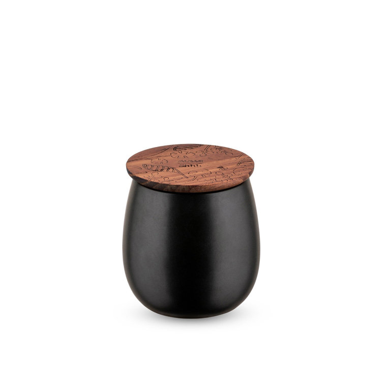 Feu Ardent 21oz Black Jar Scented Candle with Wooden Lid