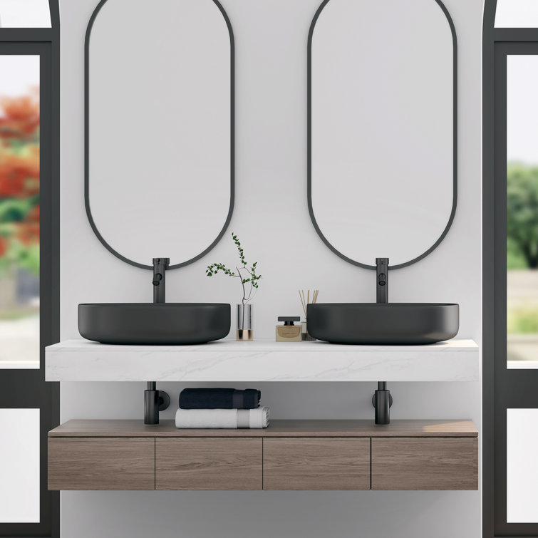Zermatt 22" Matte Black Ceramic Irregular Vessel Sink