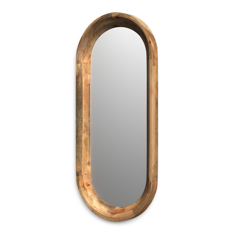 Ozma Oval Brown Solid Wood Wall Mirror