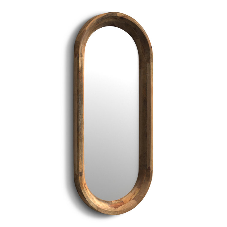 Ozma Oval Brown Solid Wood Wall Mirror