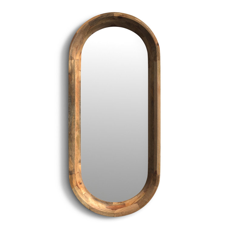 Ozma Oval Brown Solid Wood Wall Mirror