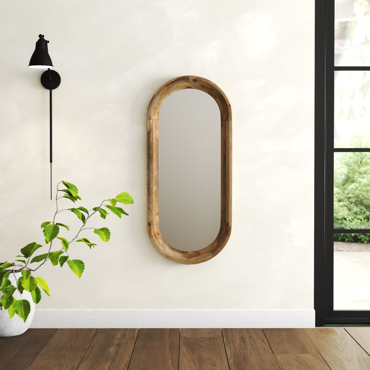 Ozma Oval Brown Solid Wood Wall Mirror