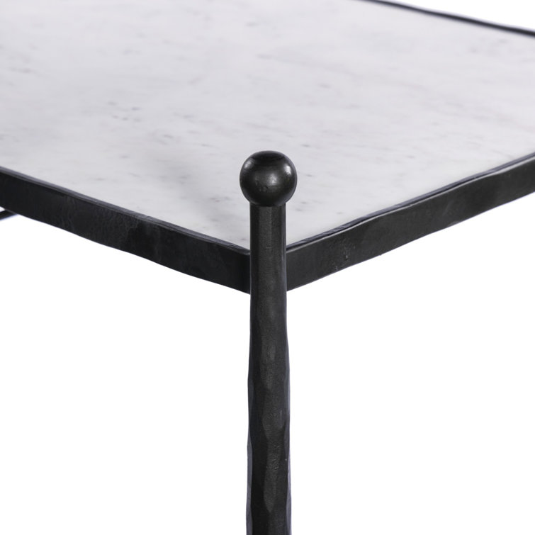 Black Metal and Marble Round Bar Cart with Storage