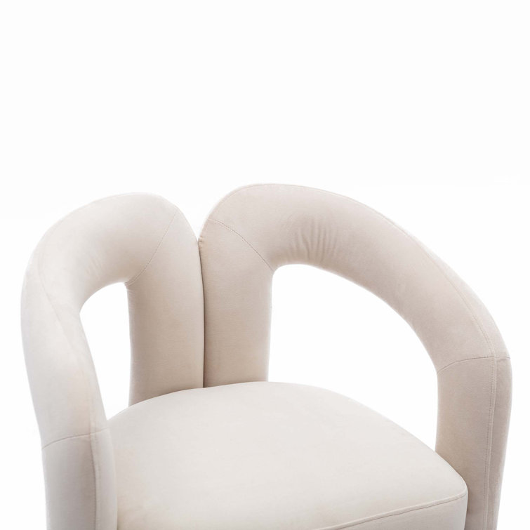Beige Velvet Upholstered Metal Frame Side Chair Set