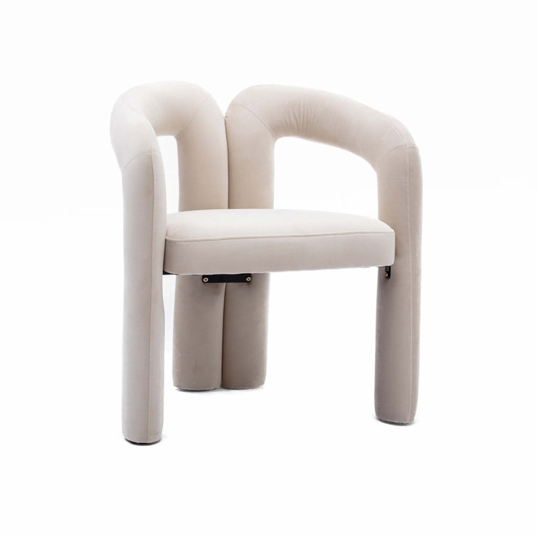 Beige Velvet Upholstered Metal Frame Side Chair Set