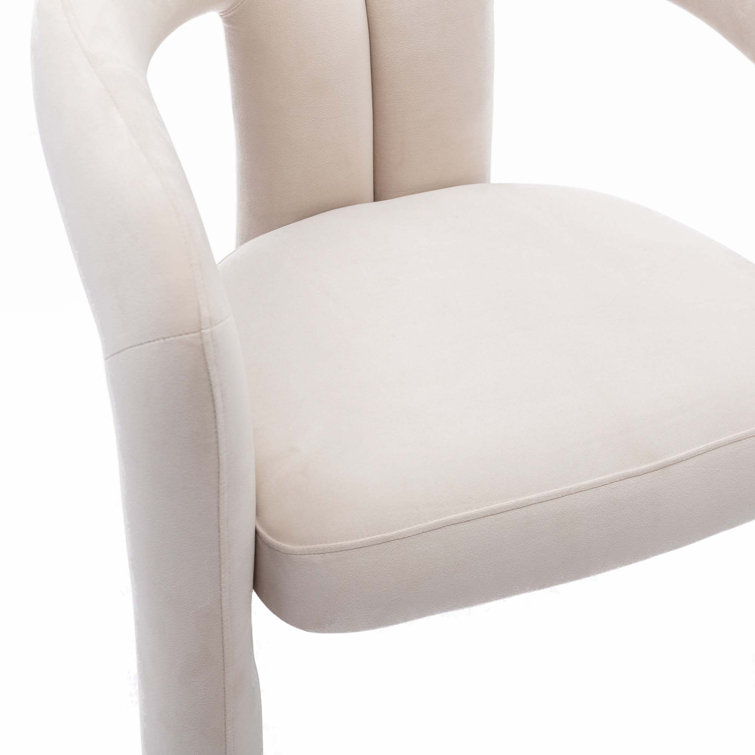 Beige Velvet Upholstered Metal Frame Side Chair Set