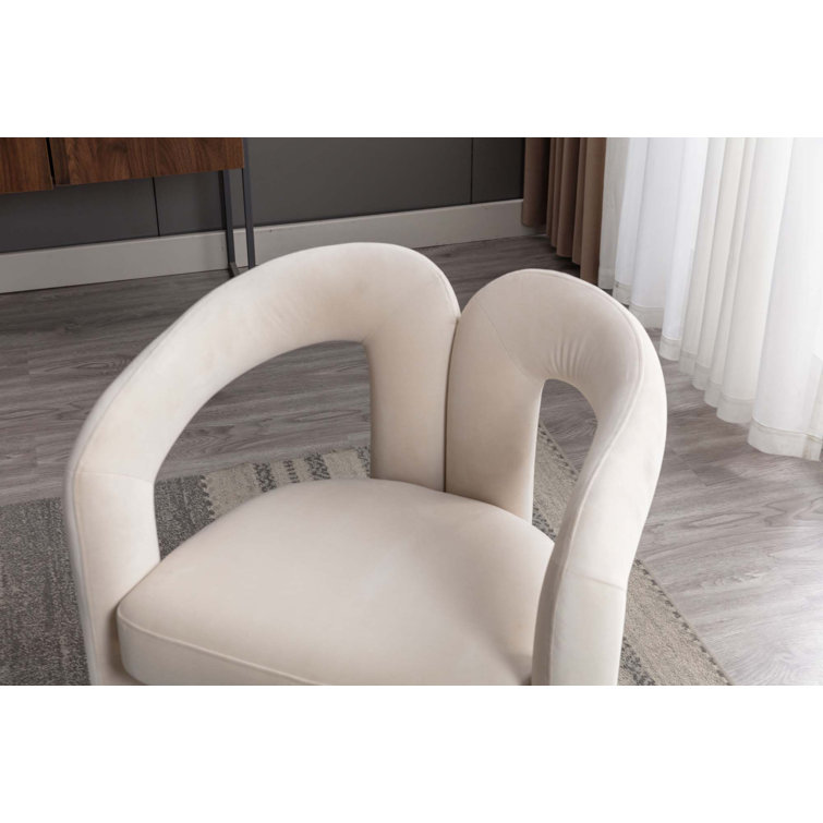 Beige Velvet Upholstered Metal Frame Side Chair Set