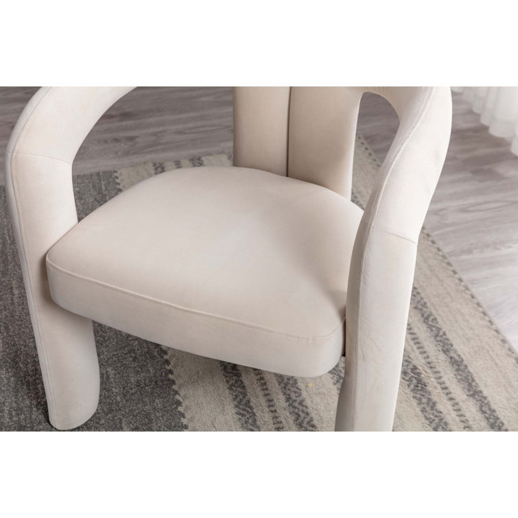 Beige Velvet Upholstered Metal Frame Side Chair Set
