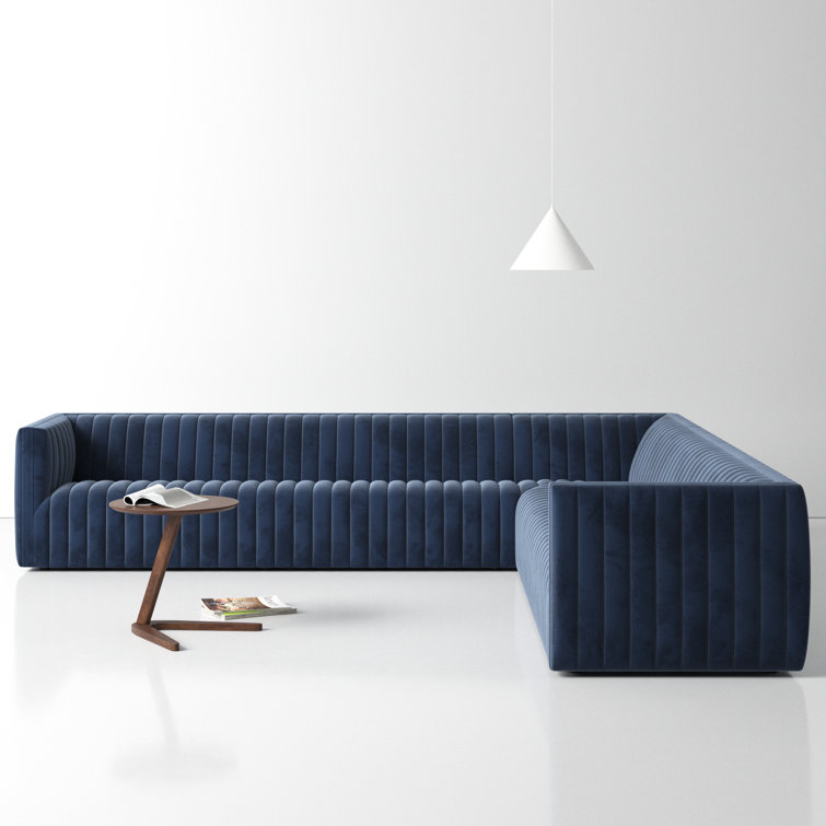 Sapphire Navy Velvet Modular L-Shaped Sectional Sofa