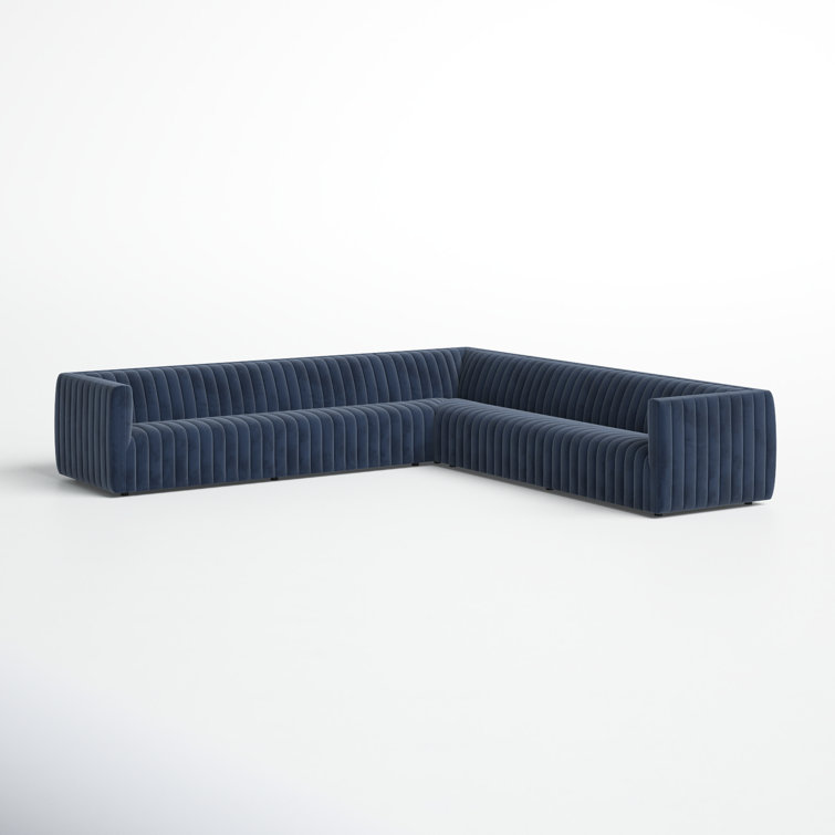 Sapphire Navy Velvet Modular L-Shaped Sectional Sofa