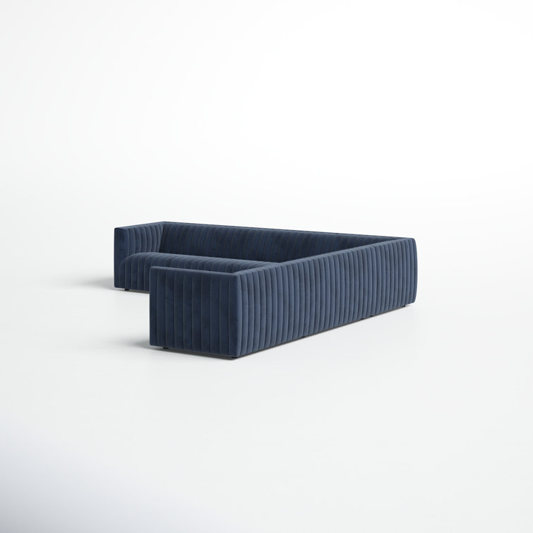 Sapphire Navy Velvet Modular L-Shaped Sectional Sofa