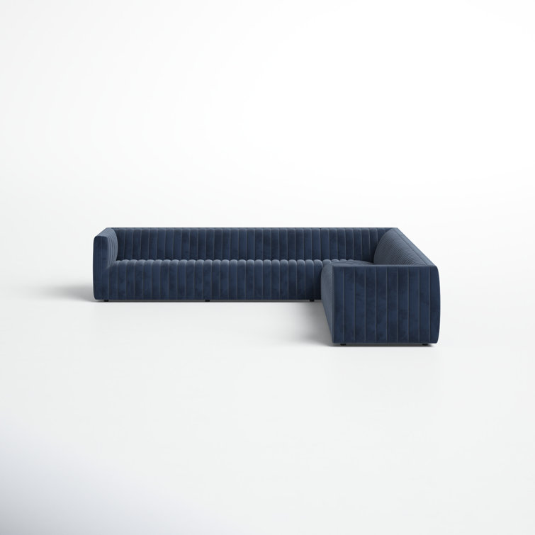 Sapphire Navy Velvet Modular L-Shaped Sectional Sofa