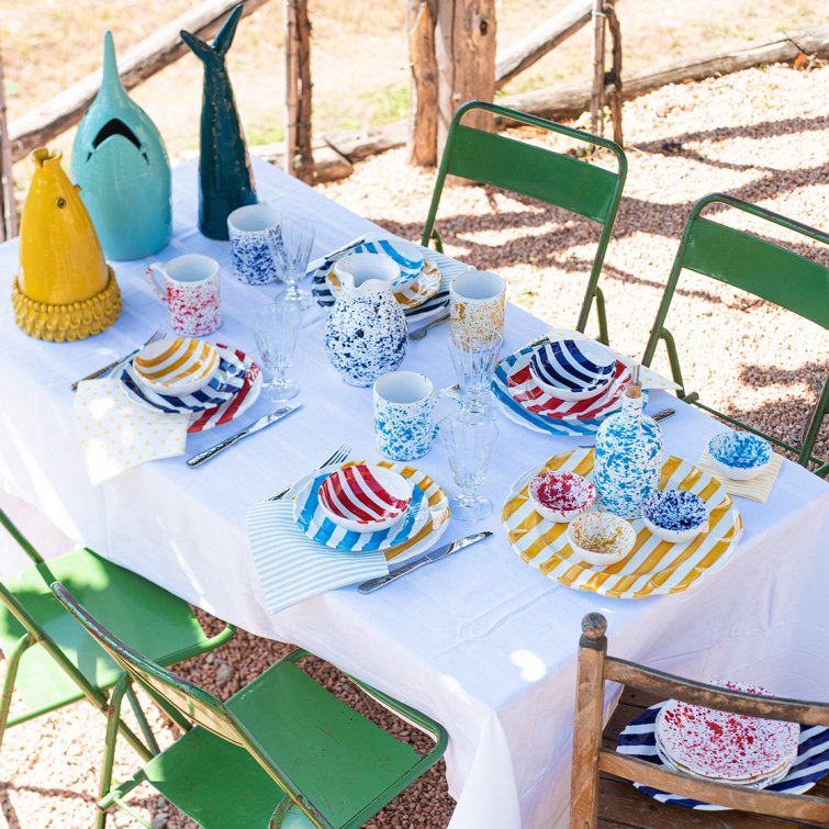 Aqua Hand-Painted Ceramic Dinner Plate