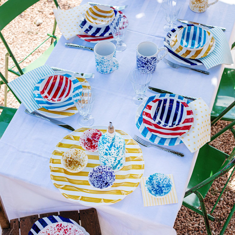 Aqua Hand-Painted Ceramic Dinner Plate