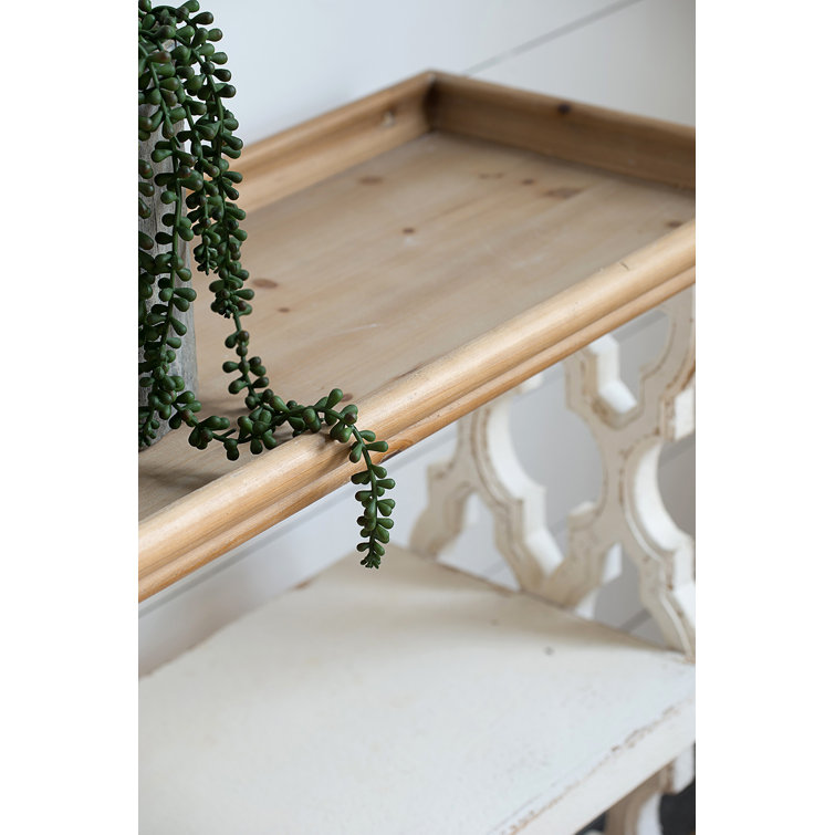 Cottage Charm Dual-Tone Fir Wood Console with Carved Panels