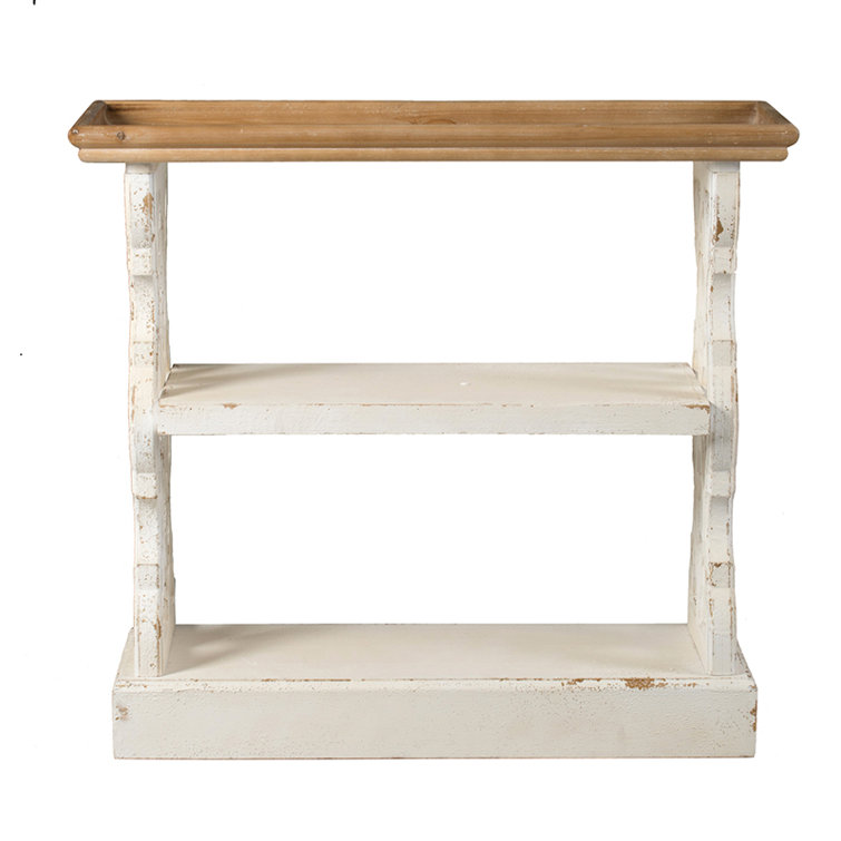Cottage Charm Dual-Tone Fir Wood Console with Carved Panels