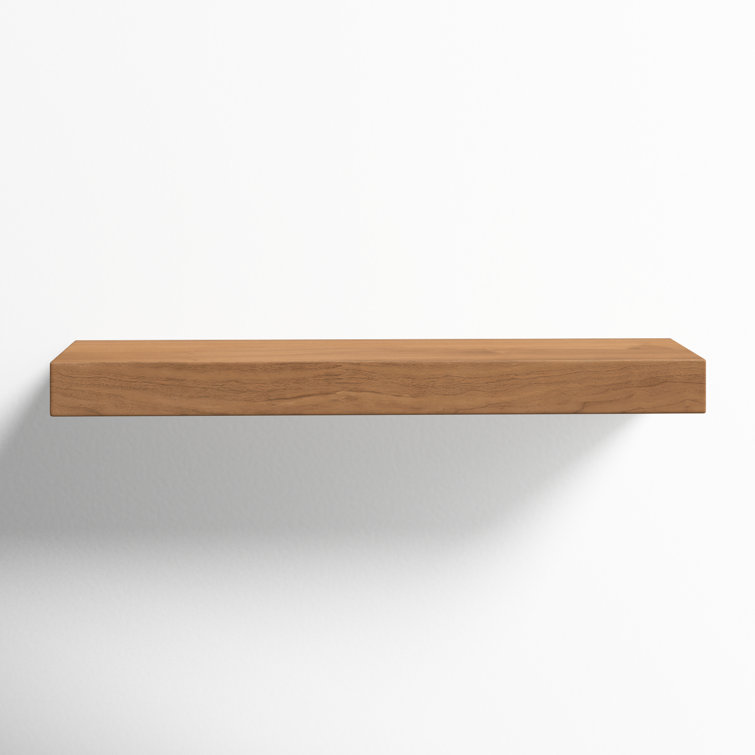 Walnut Wood Rectangular Floating Wall Shelf