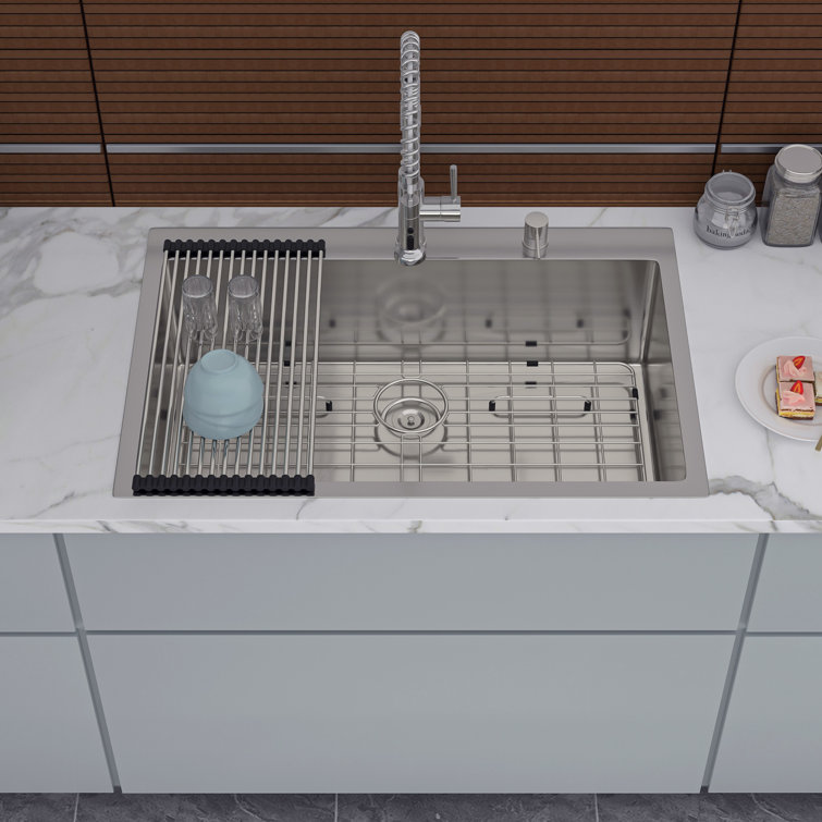 33'' Single Bowl Stainless Steel Drop-In Kitchen Sink