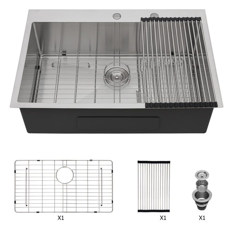 33'' Single Bowl Stainless Steel Drop-In Kitchen Sink