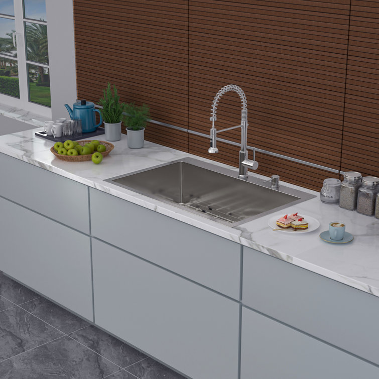 33'' Single Bowl Stainless Steel Drop-In Kitchen Sink
