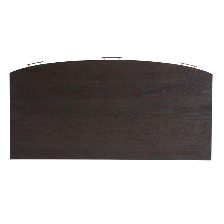Mocha Oak Veneer Writing Desk with Gold Metal Base